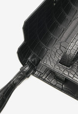 Kelly Depeches 25 Pouch in Black Matte Alligator with Monochrome Hardware