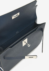 Kelly Depeches 25 Pouch in Bleu Abysse Epsom with Palladium Hardware