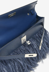 Kelly Elan Folie in Bleu Saphir Chevre Chamkila and Ostrich Feathers with Palladiun Hardware