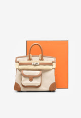 Birkin 25 Cargo in Ecru and Beige Toile H and Gold Swift with Palladium Hardware