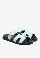Chypre Sandals in Bleu Cristaux Matte Alligator Leather