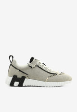 Bouncing Low-Top Sneakers in Noir Canvas and Suede