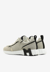 Bouncing Low-Top Sneakers in Noir Canvas and Suede