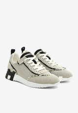 Bouncing Low-Top Sneakers in Noir Canvas and Suede