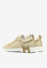 Bouncing Low-Top Sneakers in Beige Glaise Canvas and Suede