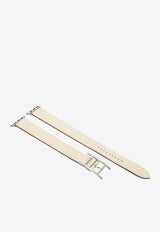 Band Apple Watch Double Tour 42mm Hapi in Craie Swift Leather