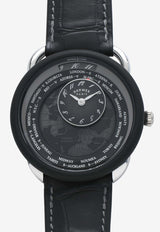 Arceau le Temps Voyageur 41mm Watch with Graphite Matte Alligator Strap