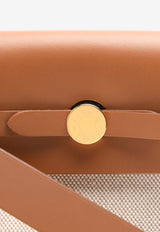 Mini Herbag Zip Retourne 20 in Ecru and Beige H Viking Canvas and Fauve Hunter with Gold Hardware