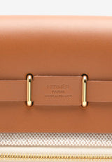 Mini Herbag Zip Retourne 20 in Ecru and Beige H Viking Canvas and Fauve Hunter with Gold Hardware