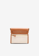 Mini Herbag Zip Retourne 20 in Ecru and Beige H Viking Canvas and Fauve Hunter with Gold Hardware