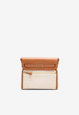 Mini Herbag Zip Retourne 20 in Ecru and Beige H Viking Canvas and Fauve Hunter with Gold Hardware
