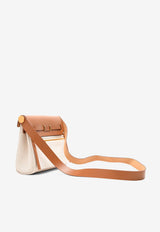 Mini Herbag Zip Retourne 20 in Ecru and Beige H Viking Canvas and Fauve Hunter with Gold Hardware