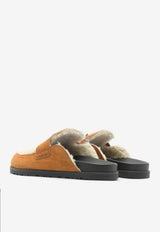 Go Mules in Naturel Suede and Ecru Shearling