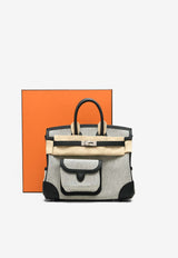 Birkin 25 Cargo in Ecru and Black Swift with Palladium Hardware