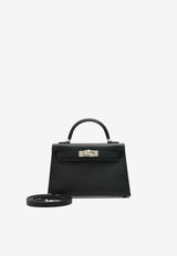 Mini Kelly II Sellier Top Handle Bag in Black Epsom with Palladium Hardware