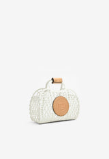 Small Woven Basket Leather Patch Tote Bag