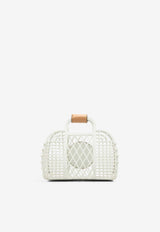 Small Woven Basket Leather Patch Tote Bag