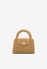 Mini Braided Raffia Top Handle Bag