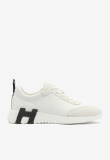 Hermès Bouncing Low-Top Sneakers in White Calfskin and Suede White