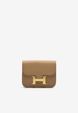 Constance Slim Wallet in Biscuit Epsom with Gold Hardware