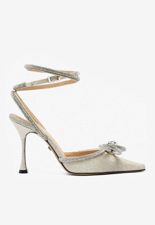 Mach & Mach Double Bow 100 Glittered Pumps SS21-22051NUDE