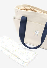 Baby Cabriole Nappy Bag in Gris Perle H Canvas and Printed Cotton