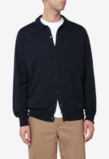 John Smedley Wool Cardigan with Polo-Neck Navy TIBORWO/R_JOHSM-MI