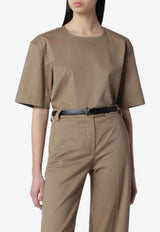 TheLatest Crewneck Cropped Blouse Brown TLW04011T0176ABTP/S_LATES-T0031