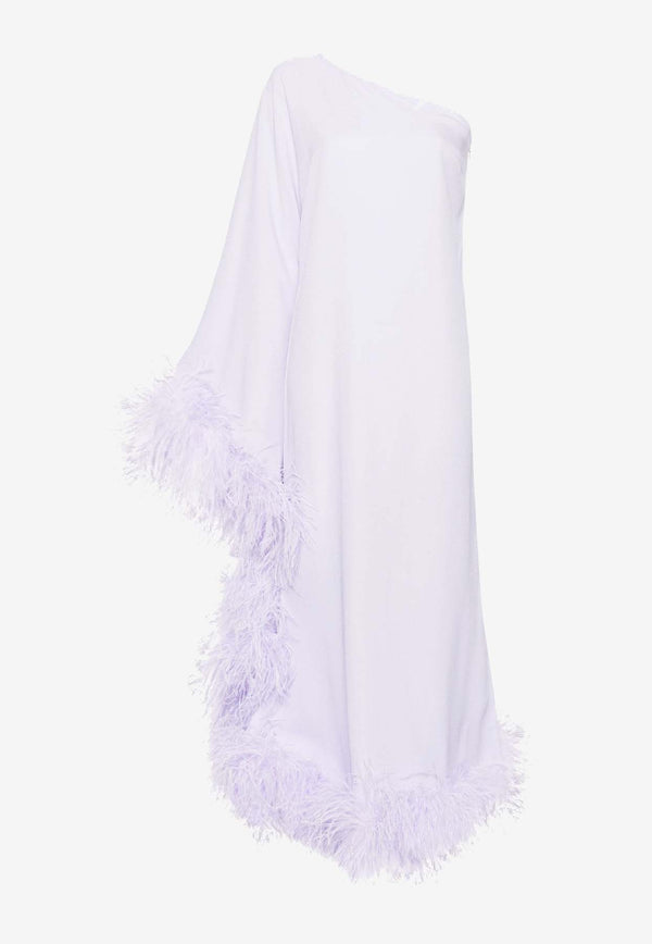Taller Marmo Balear One-Shoulder Feathered Maxi Dress Lilac TM_SS2415_343PURPLE