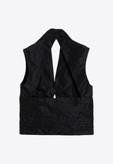 Patou Open Back Ruched Satin Top Black TO0460011PL/P_PATOU-999B