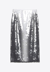 Sportmax Toano Gradient Sequin Pencil Skirt Silver TOANOCO/Q_SPORM-005