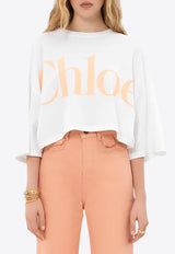 Chloé Logo Print Oversized Cropped T-shirt White CH25UJH09183101 White