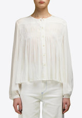 LOVE Binetti Luna Ruched Blouse White TP 1788 Luna_NATURAL