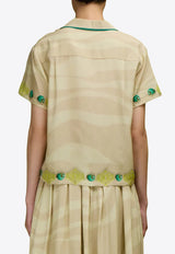LOVE Binetti Ren Printed Silk Shirt Beige TP142 Ren_PRINTED