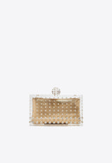 Aquazzura Tequila Crystal-Embellished Clutch TQLCLUC0-RNSLGT LIGHT GOLD