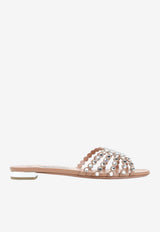 Aquazzura Tequila Crystal-Embellished Flat Sandals Powder TQLFLAS3-NAPPWP POWDER PINK