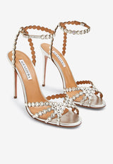 Aquazzura Tequila 105 Crystal-Embellished Sandals TQLHIGS0-NPLCCC SILVER