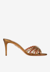 Aquazzura Tequila 75 Crystal-Embellished Mules Bronze TQLMIDM0-CYNBRA BRASS