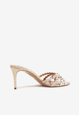 Aquazzura Tequila 75 Crystal Embellished Mules Cream TQLMIDM0-DGN-SOG