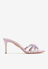Aquazzura Tequila 75 Crystal Embellished Mules Pink TQLMIDM0-TYL-930