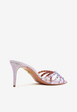 Aquazzura Tequila 75 Crystal Embellished Mules Pink TQLMIDM0-TYL-930