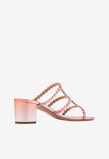 Aquazzura Tequila 50 Crystal-Embellished Mules Pink TQLMIDS1-DNLFLM FLAMINGO