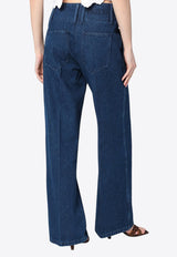 Patou Logo Embroidered Wide-Leg Jeans Blue TR0440216DE/Q_PATOU-661B