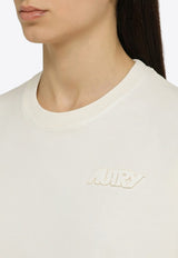 Autry Logo Short-Sleeves Cropped T-shirt TSPW519S/O_AUTRY-519S Cream
