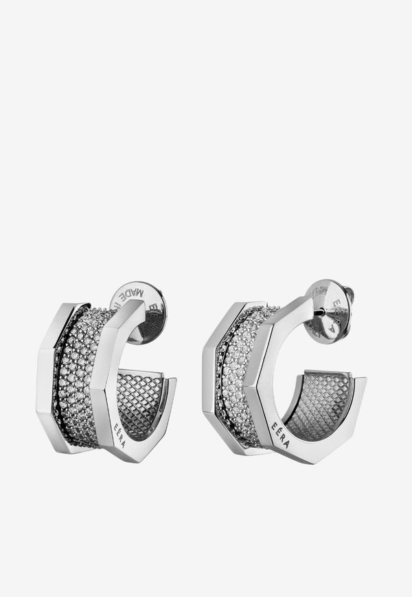 EÉRA Tubo Diamond Paved Earrings in 18-karat White Gold Silver TUERFP02U1