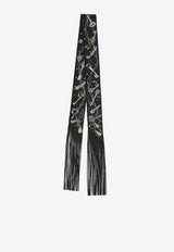 Les Cles a Pois Silk Twilly with Leather Fringes