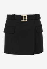 Balmain Low-Rise Belted Mini Skirt Black UF14014167L 0PA/BLACK