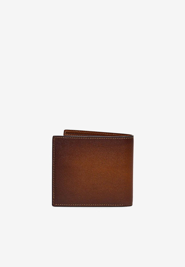 Santoni Bi-Fold Logo Wallet in Saffiano Leather Brown UFPPA2375FO-ASFIM40BROWN