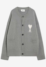AMI PARIS Ami De Coeur Alpaca Wool Cardigan Gray UKC366UKN0135/R_AMI-058