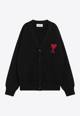 AMI PARIS Ami De Coeur Wool Cardigan Black UKC367U018/R_AMI-009